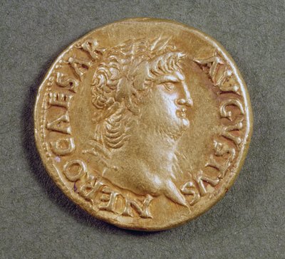 Aureus (obverse) of Nero wearing a laurel wreath by Roman